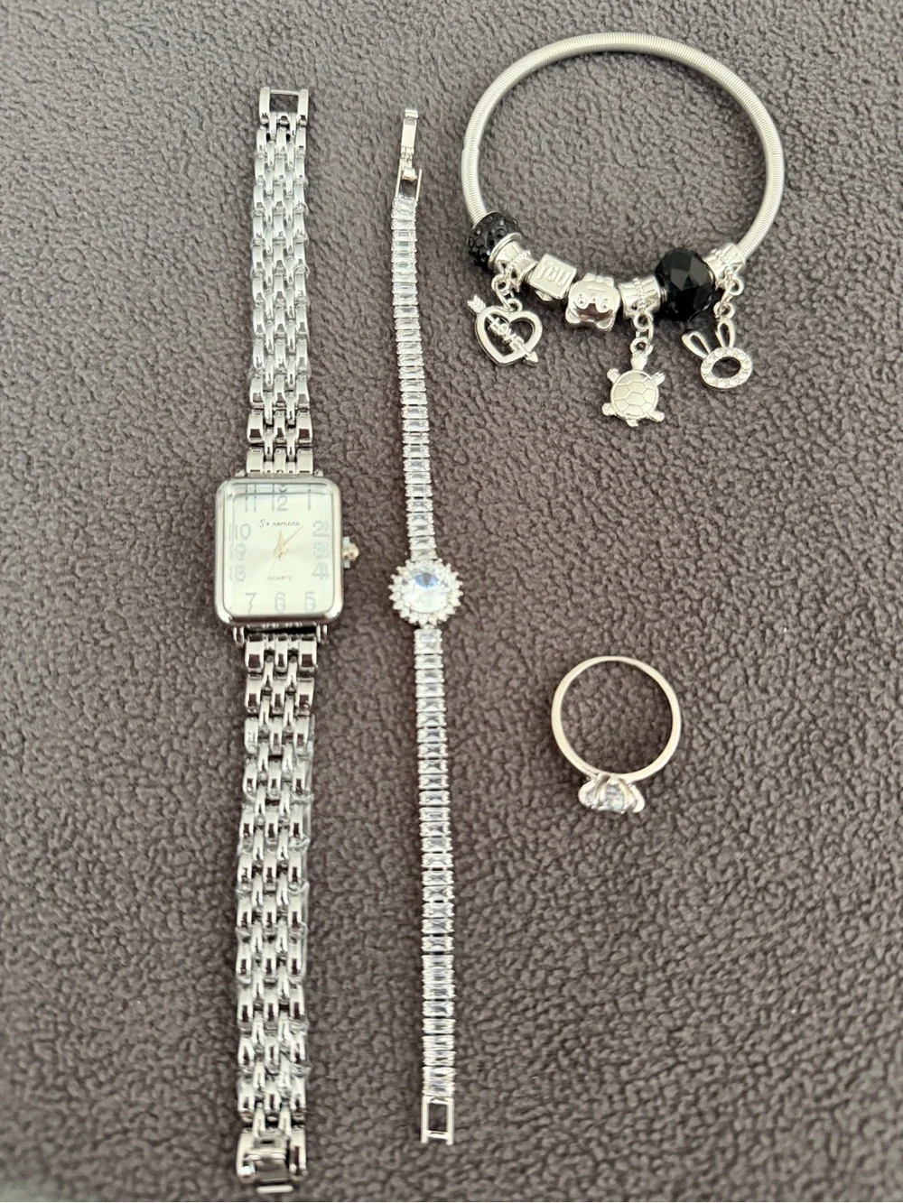 Silver-Tone Women's Watch and Charm Bracelet Set - Silver